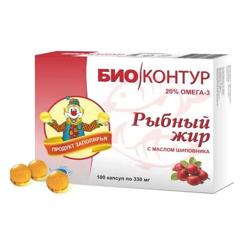 Ulei de pește alimentar cu ulei de măceșe, 100 capsule de 0,3 g