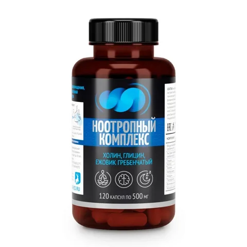 Комплекс с холином, глицином и ежовиком, 120 капсул по 0,5 г